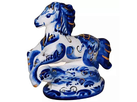 *СГ Сувенир Гжель Лошадь с позолотой 6070 11,5см