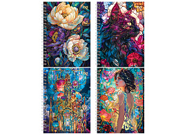 Записная книжка 80л. BG ЗКТ6гр80_лг_тф 07055 А6 на гребне "Витраж", глянцевая ламинация, тиснение фольгой, твердая обложка