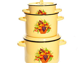 Набор кастрюль эмаль 3пр (1,5+2,9+4,5л) Урожай 1с33