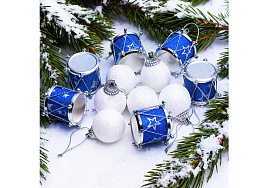 Набор новогодних украшений S2632 Барабаны и шарики