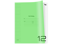 Тетрадь 12л. линия  Т5ск12_пл 08903 "UniTone. Neon", пластиковая обложка, неон салатовый
