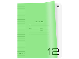 Тетрадь 12л. линия  Т5ск12_пл 08903 "UniTone. Neon", пластиковая обложка, неон салатовый
