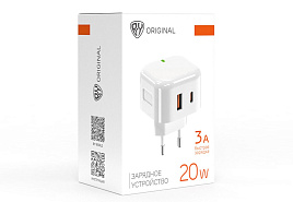 Зарядное устройство BY 916-262 USB-C USB-A  QC PD белый