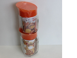 Набор банок для сыпучих стекло 2пр 976-00002/0852 мандарин