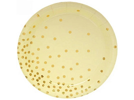Тарелка бумажная 18см 863-207 Конфетти, желтая (10шт)