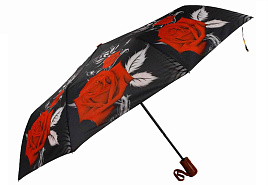 Зонт женский полуавтомат HTDMYR45/6988 Розы на черном