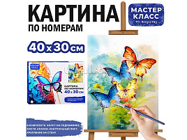 Картина для раскрашивания 30*40 MKR4030-103 Цветные бабочки, по номерам