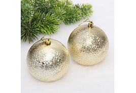 Набор шаров 10см 652-312 Мягкий блеск золото 2шт