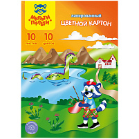 Цветной картон А4 10л. 10цв. Мульти-Пульти КЦл10_10ц_18053 лакированный, в папке