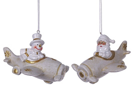 Подвеска полистоун Снеговик/Дед Мороз 7см 825208