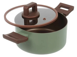 Кастрюля литой алюминий 2,9л Y4-11692/0564 Daniks Malachite индукция, антиприг покрытие, стекл крышка