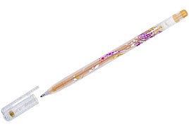 Ручка гел. Crown MTJ-500GLS(D) "Glitter Metal Jell" золото с блестками, 1,0мм