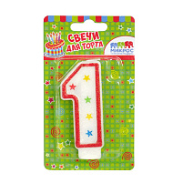Свеча-цифра "1" с блестками ч02497
