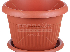 Кашпо цветочное 16л Ливия М3026 терракот с поддоном