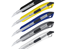 Нож канц. Berlingo 9мм BM4127 "Razzor 200", auto-lock, металл.направл., ассорти, европодвес