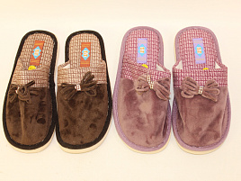Тапки комнатные женские Закрытые Бант,клетка,сердечко