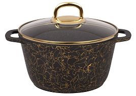 Кастрюля литой алюминий 2,5л кчз25а Кукмара черный/золото 7228 с/кр