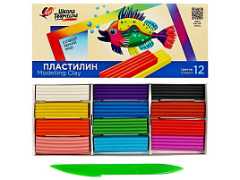 Пластилин 12цв. Школа творчества 29С 1763-08 240 г, стек, картонная упаковка