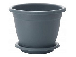 Кашпо цветочное 12,7л Aphrodite 1026/0517 серое с поддоном