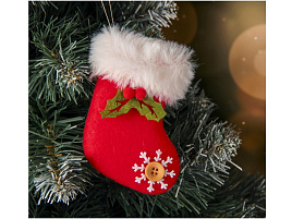 Подвеска текстиль Рождественский носок 3544155 10см