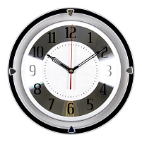Часы настенные "21 Век" 30*30 3124-101 Серебряная классика хром круглые