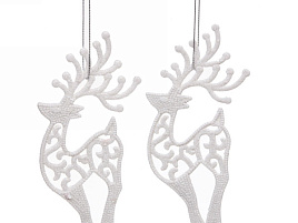 Подвеска пластик Олень белый набор 2шт 916-0857