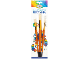 Набор кистей 3шт. Гамма 280618.09.04 "Классические" щетина, круглые № 7, 12, плоская № 12, блистер, европодвес