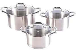 Набор кастрюль нержавейка 3пр (1,9+2,6+4,6) Millet M-702/3387