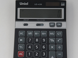 Калькулятор Uniel настольный UD-43 12 разрядов, двойное питание, 177,8х130х35