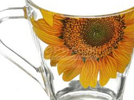 Кружка стекло 250мл 1649-д Подсолнух