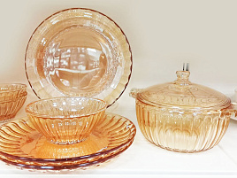 Сервиз столовый 10пр DMTZJ-10 (3 стакана+3салатника+3тарелки+кастрюля)