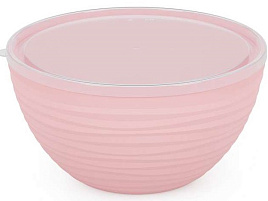 Миска пластик 2,5л М8412 Оазис с крышкой розовая