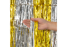 Фотозона Занавес Дождик 6233565 серебро/золото металлик