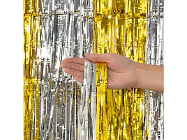 Фотозона Занавес Дождик 6233565 серебро/золото металлик