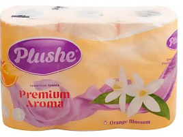 Туалетная бумага Plushe Premium Арома 6шт.3-х сл.15м Цветущий апельсин оранжевая