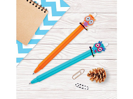 Ручка Пиши-Cтирай MESHU 296394 гелевая автоматическая "Owls" синяя, 0,5мм, корпус ассорти, с топперром