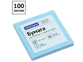 Блок самоклеящийся 76*76 OfficeSpace 299719 100л., голубой