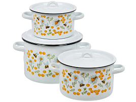 Набор кастрюль эмаль 3пр (1,5+2,9+4,5л) Пчелы 1с33