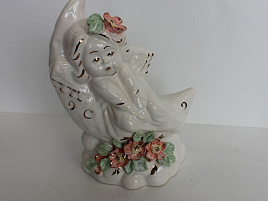 Статуэтка Ангел на месяце цветная лепка СКК-1008