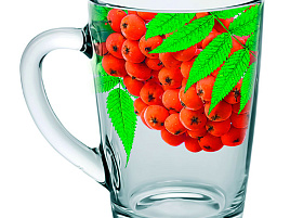 Кружка стекло 300мл 334-Д Рябинка