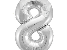 Шар надувной Цифра 8 серебро "40" 754580 102см