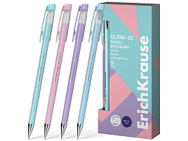 Ручка Erich Krause 61037 ULTRA-30 Stick&Grip Pastel 0.7, Super Glide Technology, цвет чернил синий