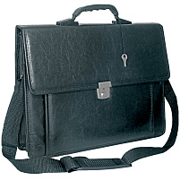 Портфель OfficeSpace По_КЗ_676 "Rotterdam" люкс кожзам, черная, с ремнем