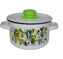 Кастрюля эмаль 1,5л 1с15с/1 цил. Свежая зелень