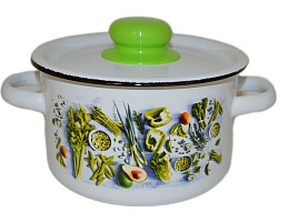 Кастрюля эмаль 1,5л 1с15с/1 цил. Свежая зелень