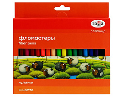 Фломастеры 18цв. Гамма 120822_18 "Мультики", смываемые, карт.упак. европодвес