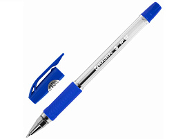 Ручка Brauberg 144004 "BP-GT", СИНЯЯ, корпус прозрачный, евронаконечник 0,7 мм, линия письма 0,35 мм