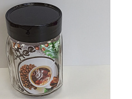 Банка для сыпучих стекло 650мл Черная с вкладышем 825-80000/4568