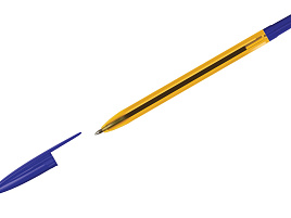 Ручка Стамм РШ-30370 "111" синяя, 1,0мм, тонированный оранжевый корпус