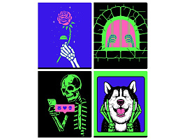 Тетрадь 48л.  Т5ск48_фк 12252 "Скелетон", печать пантоном, флюоресцентная краска